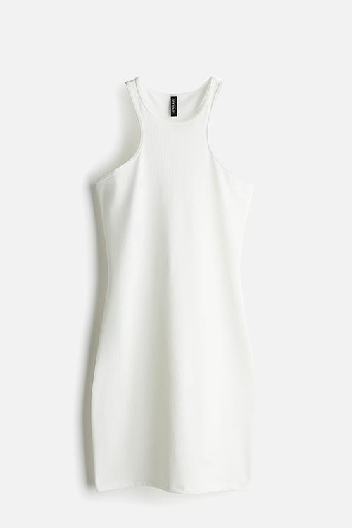 Ribbed bodycon dress - white
