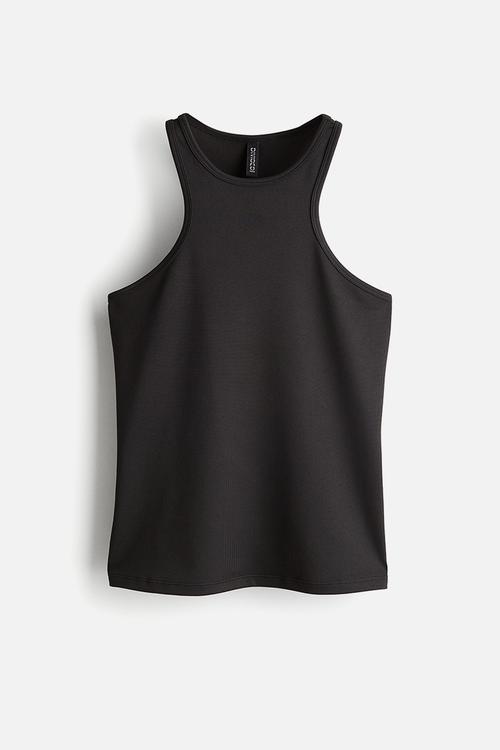 Ribbed vest top - black
