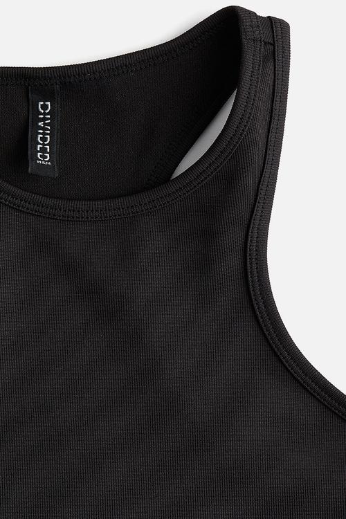Ribbed vest top - black