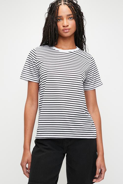 Striped 3 - pack basic crew neck knitted t-shirt - black/white
