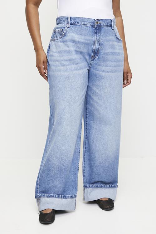 Plus Loose Cuff Jean - Saltwater Blue