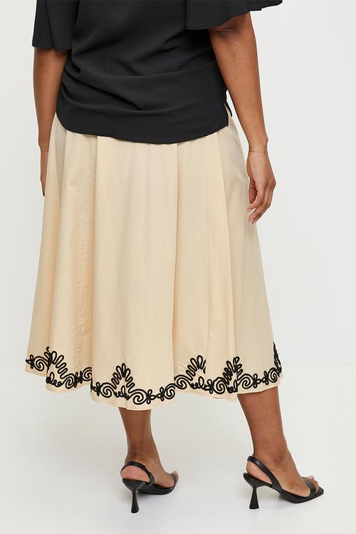 Embroidered hem circle skirt co-ord - natural