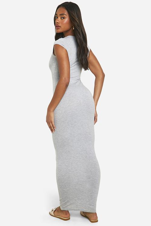 Super Soft Cap Sleeve Maxi Dress - Grey Marl