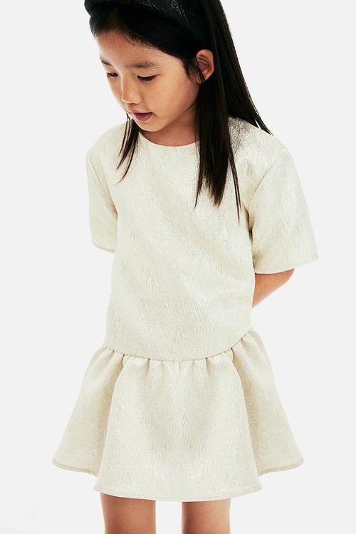Jacquard-weave dress - gold coloured