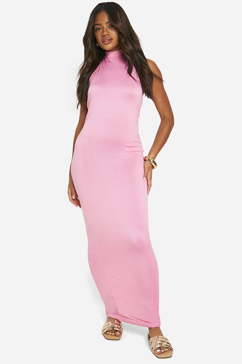Super Soft Racer Neck Maxi Dress - Baby Pink