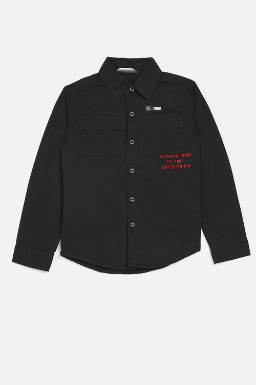 Boys long sleeve fashion shirt - black