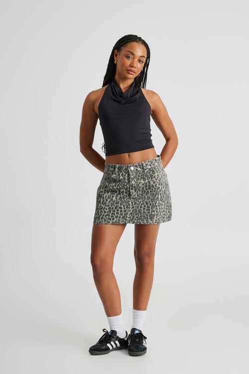 The Everyday Denim Skirt - Cool Leopard