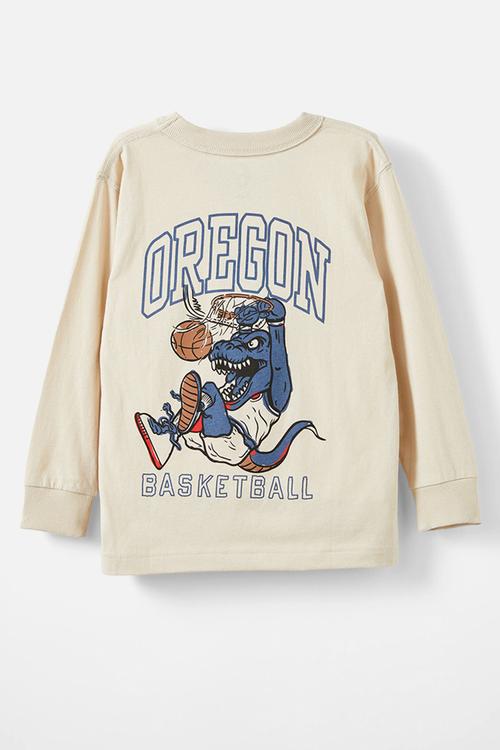 Long sleeve jonny tee - rainy day/oregon basketball dino