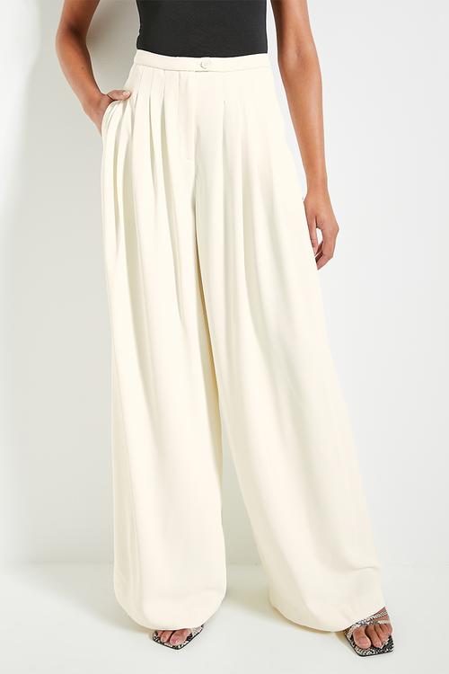 Low waist wide leg pant - white