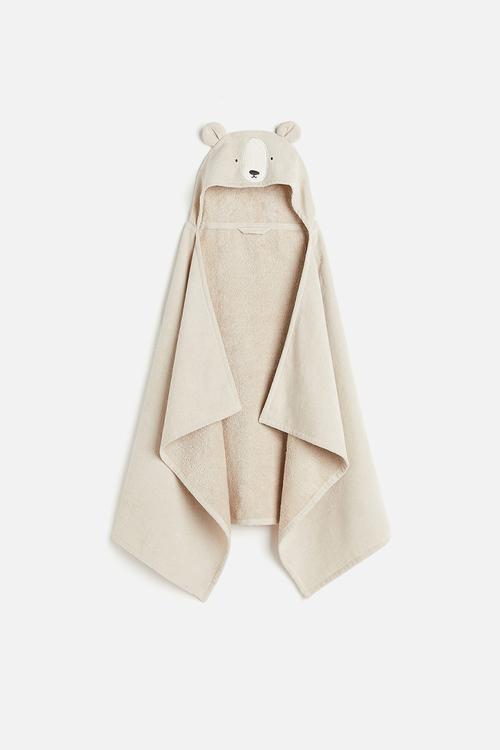 Hooded bath towel - light beige 