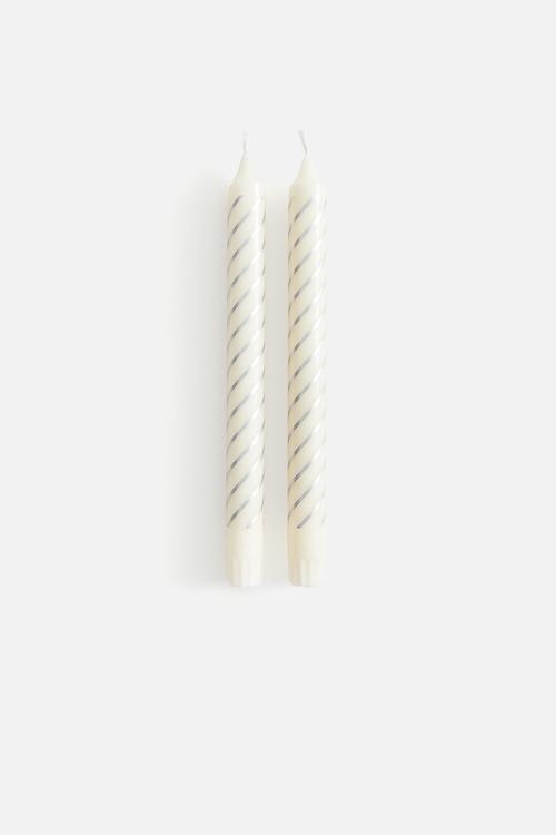 2 pack candles - white striped