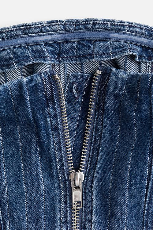 Cropped denim bandeau top - denim blue
