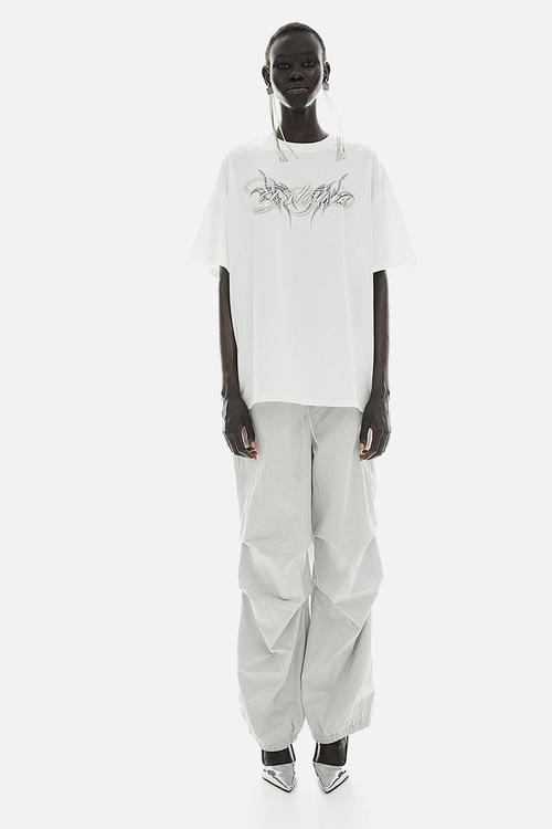 Oversized motif-detail t-shirt - cream & dystopia