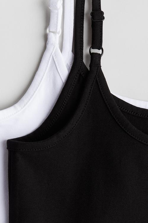 2-Pack cotton strappy tops - black & white