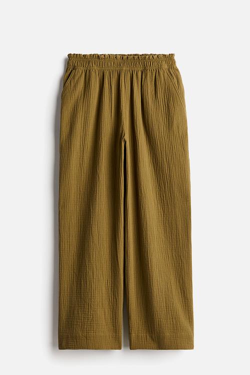 Paper bag trousers - khaki green