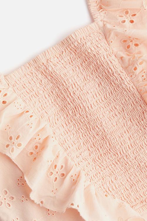 Cropped broderie anglaise blouse - powder pink