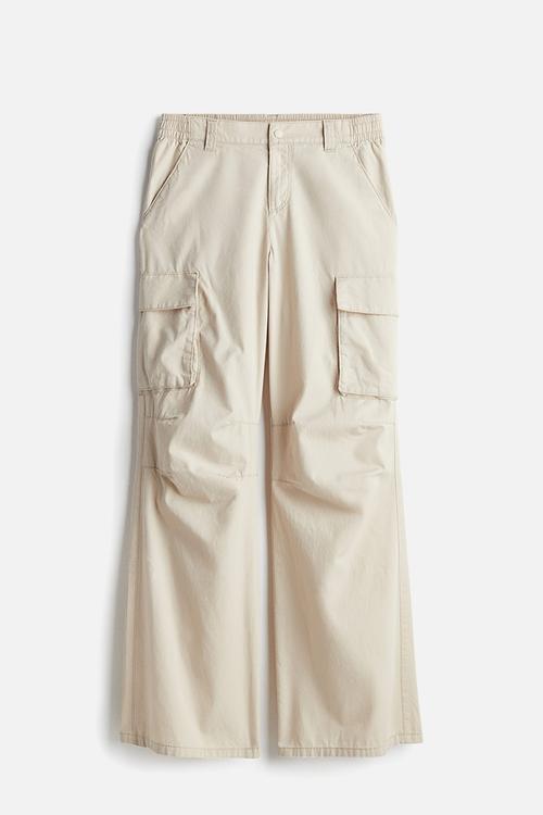 Canvas cargo trousers - light beige