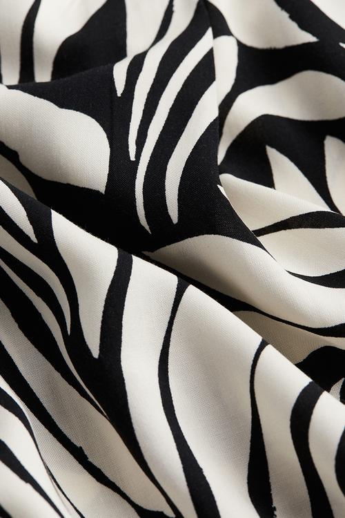 Viscose tunic dress - black & white patterned