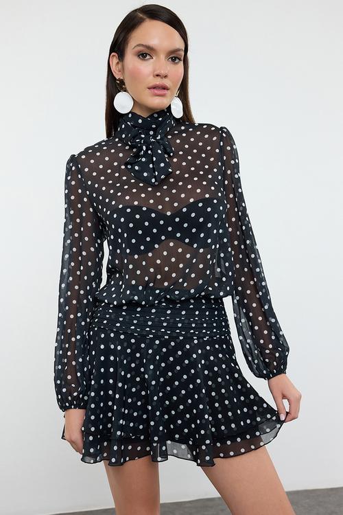 Polka Dot Chiffon Woven Dress
