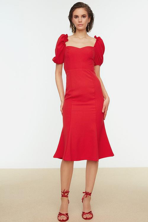 Red Woven Elegant Dress