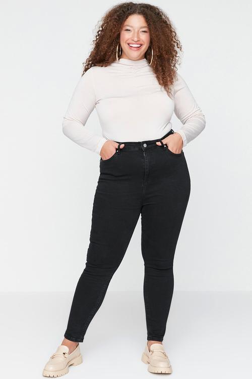 Plus Black High Waist Flexible Skinny Jeans