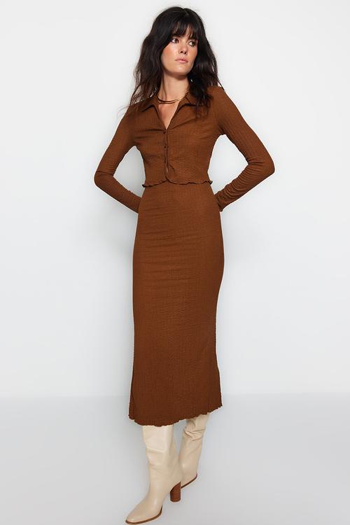 Brown premium knitted two-piece set