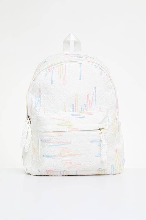 Embroidered backpack - white