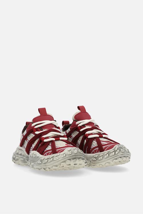 Lace up sneakers - red & white
