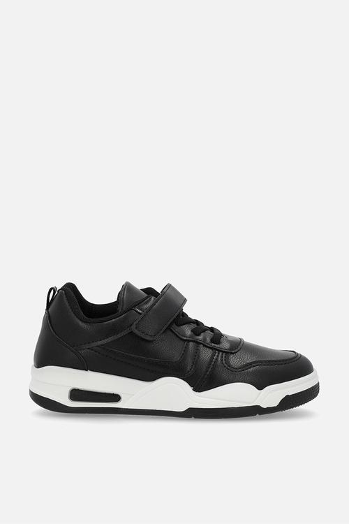 Low top adjustable fastener sneakers - black/white