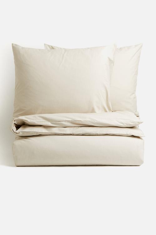Cotton double/king duvet cover set - light beige