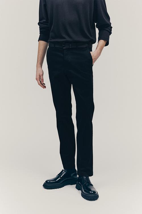 Slim fit cotton chinos - black