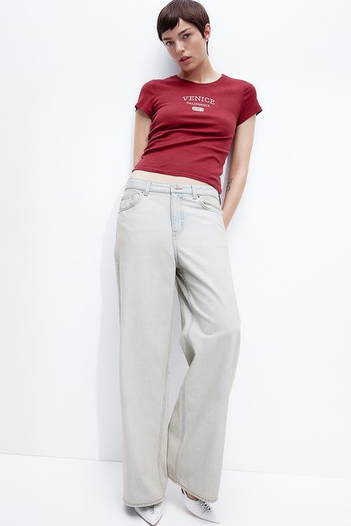 Ribbed T-shirt - burgundy/venice