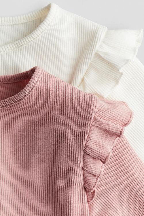 2-Pack ribbed cotton tops - light pink white