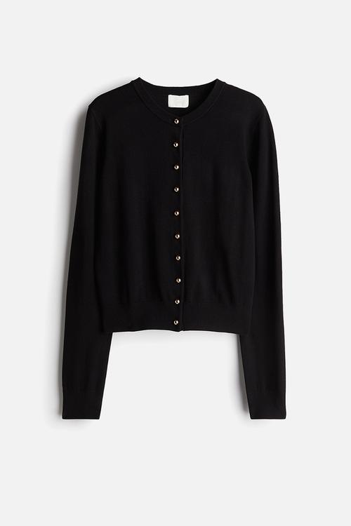 Pocket-detail jersey cardigan - black - 1259414001
