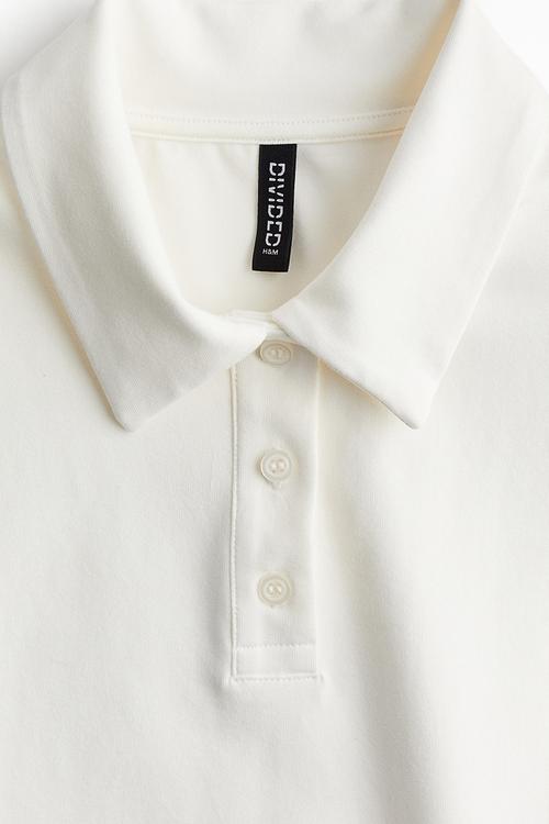 Shoulder-pad polo dress - cream