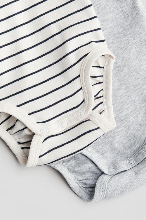 2-Pack long-sleeved bodysuits - light grey striped