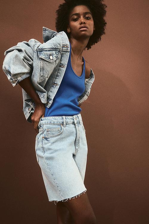 Ribbed vest top -  bright blue