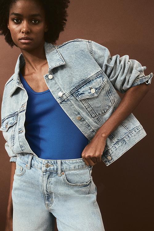 Ribbed vest top -  bright blue