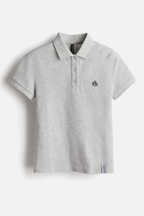 Embroidered-motif piqué polo shirt - grey university of cambridge