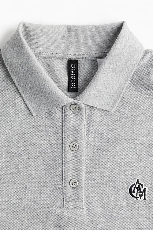 Embroidered-motif piqué polo shirt - grey university of cambridge