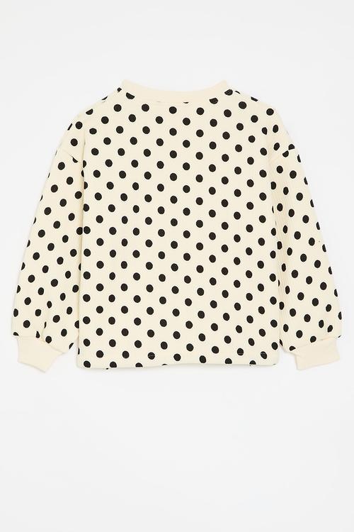 Polka dot sweat top - ecru & white