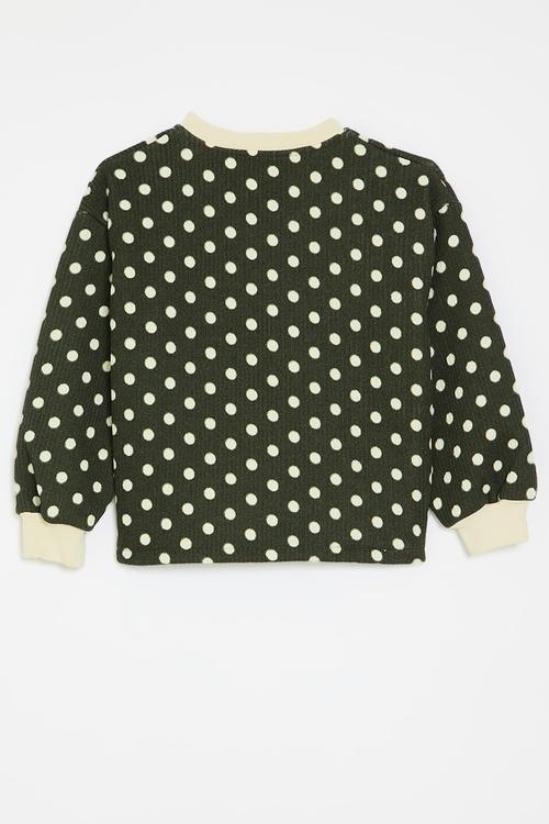 Polka dot sweat top - black/cream