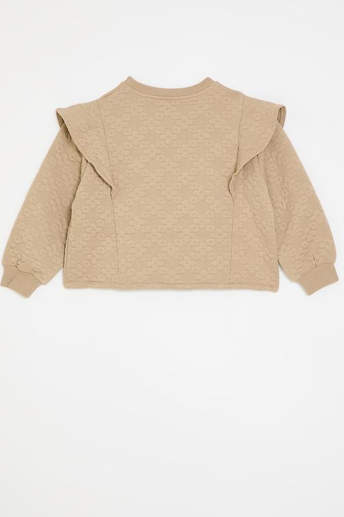 Frilled sweat top - beige