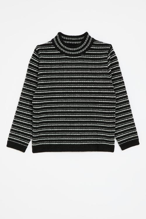 Striped jersey top - black & white