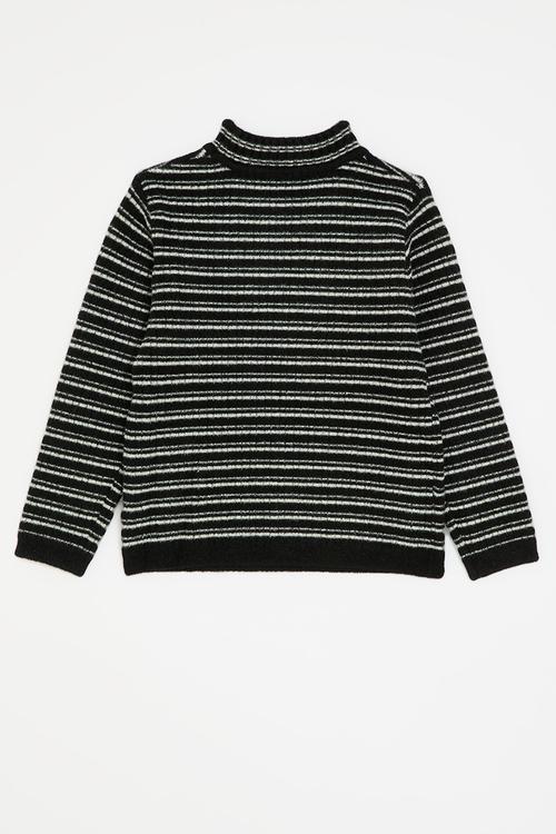 Striped jersey top - black & white