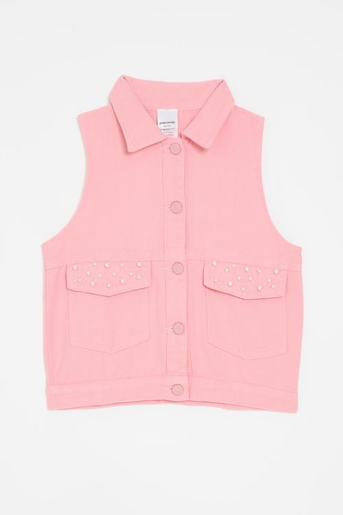 Denim vest jacket - pink