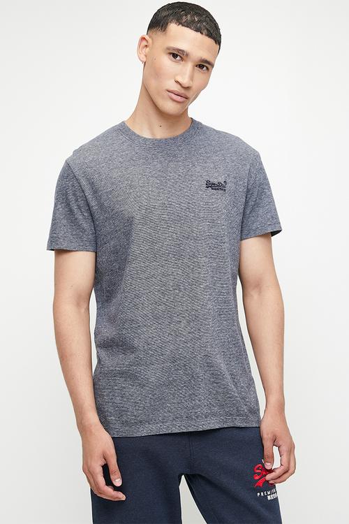 Essential logo emb tee - eclipse navy/grey marl feeder