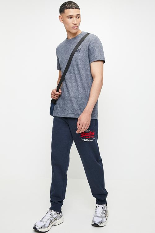 Essential logo emb tee - eclipse navy/grey marl feeder