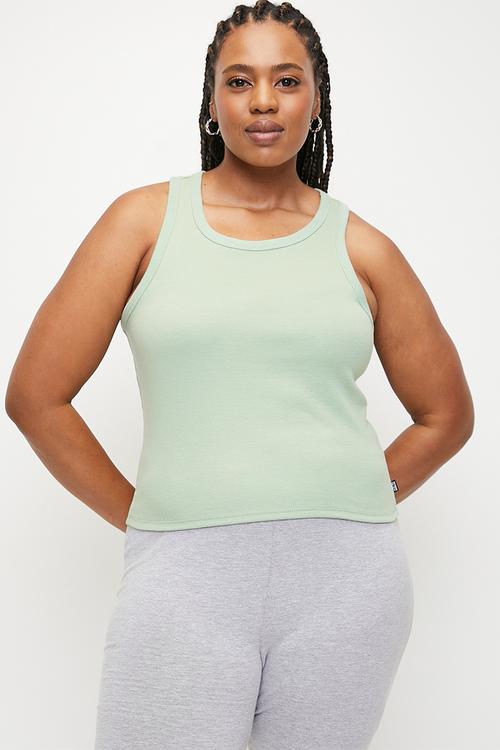 Plus Active Core Rib Racer Tank - Silt Green