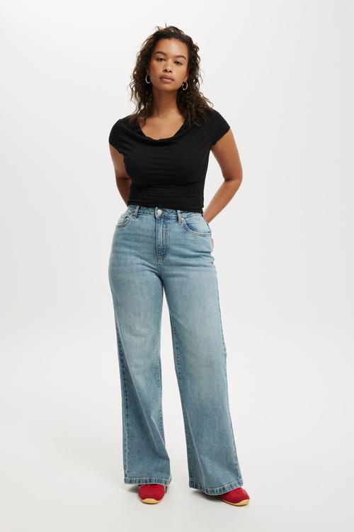 Plus Curvy Stretch Wide Jean - Stone Blue